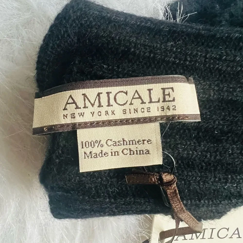 AMICALE‎ Cashmere Touch Screen Tech Knit Gloves, Luxurious, 100%, Black, NWT
